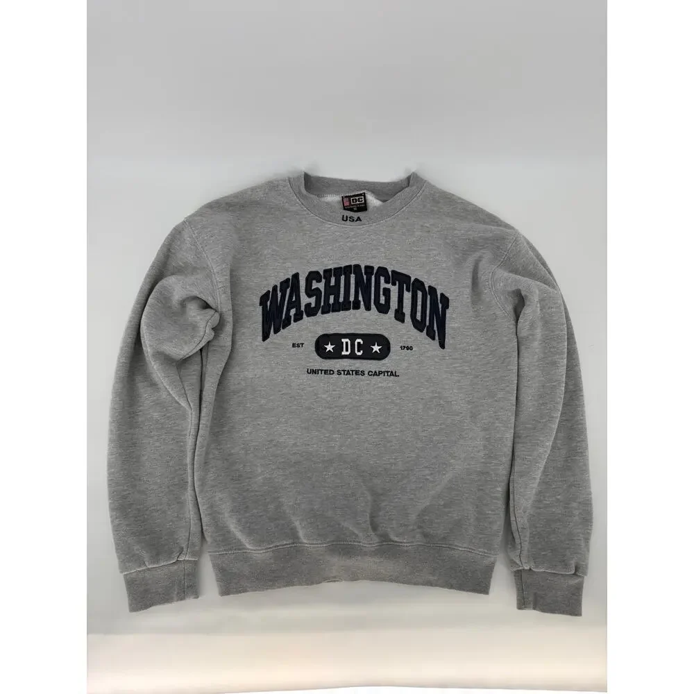 Washington DC Crewneck Sweatshirt Gray Fleece USA Souvenir Adult Medium